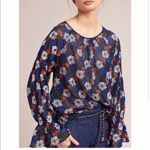 Anthropologie Daisy Embroidered Blouse